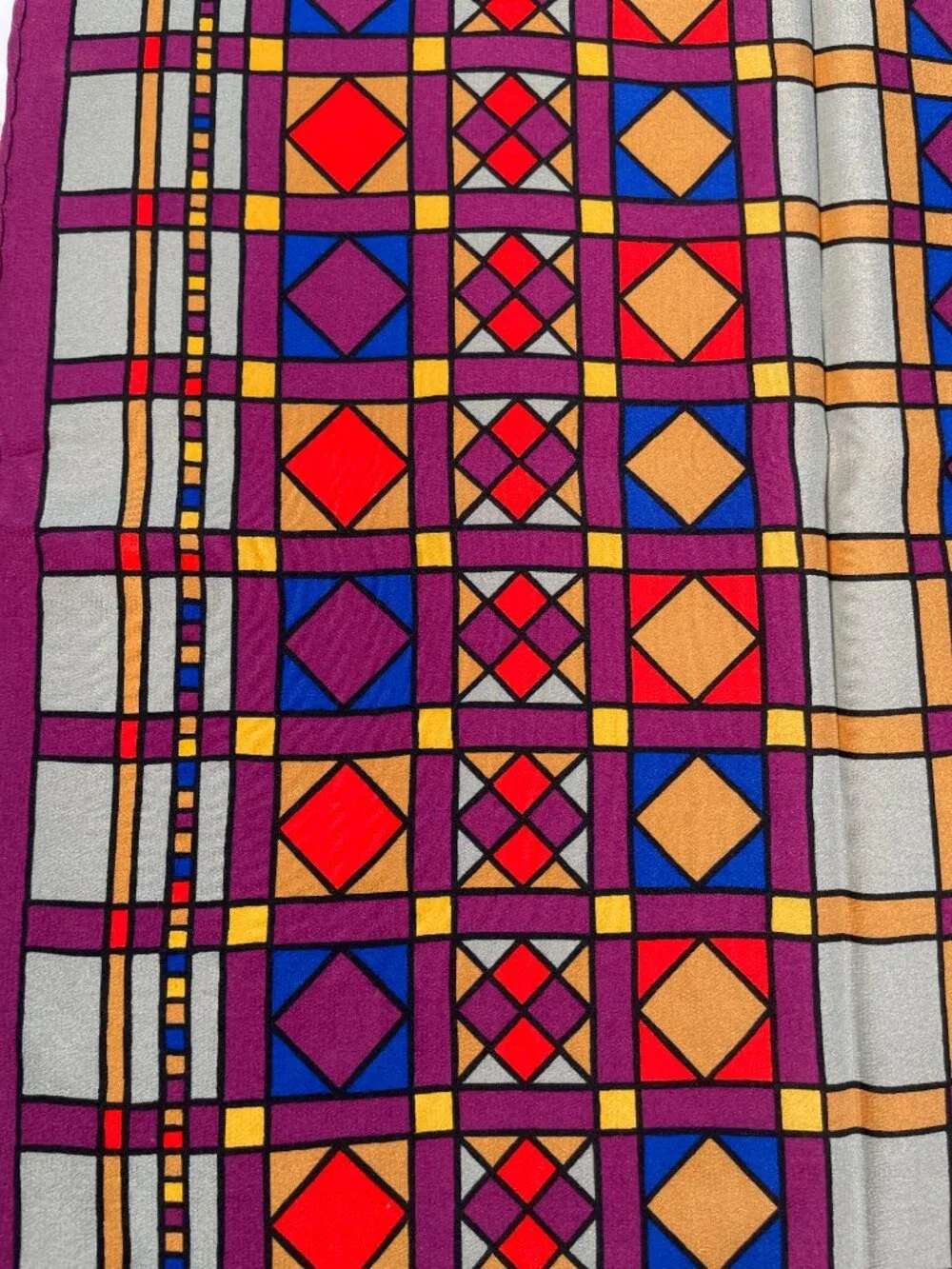 Vintage Christian Dior Silk Scarf Geometric Pattern - Picture 9 of 15